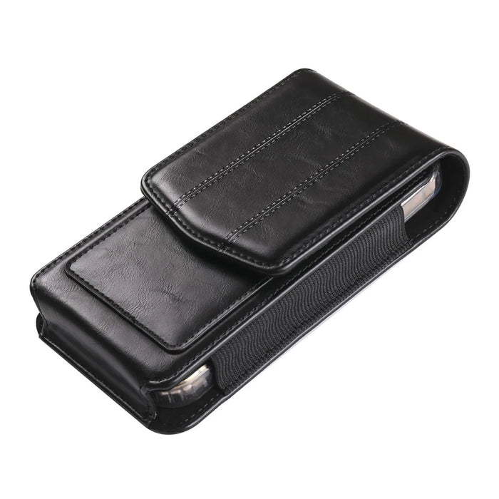 Universal Waist Pouch for 6.7 - 6.9 inch Smartphones Vertical Design PU Leather Cell Phone Belt Holster - Black - 4