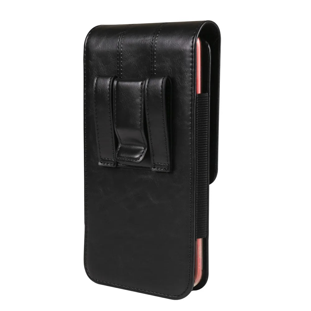 Universal Waist Pouch for 7.2 inch Smartphones Vertical Design PU Leather Cell Phone Belt Holster - Black - 2