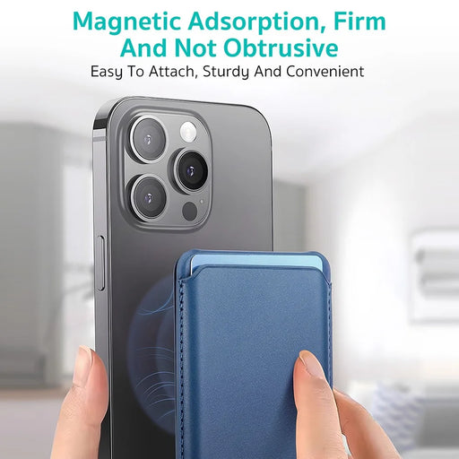 COTECI TR-052 Magnetic Card Holder Compatible with MagSafe Kickstand for Cell Phone Back Card Case - Navy Blue - 2