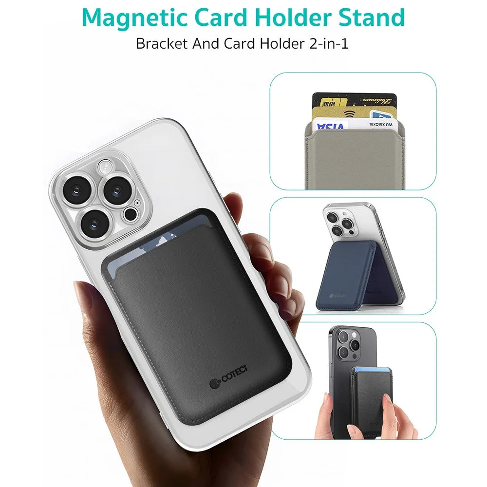 COTECI TR-052 Magnetic Card Holder Compatible with MagSafe Kickstand for Cell Phone Back Card Case - Navy Blue - 5
