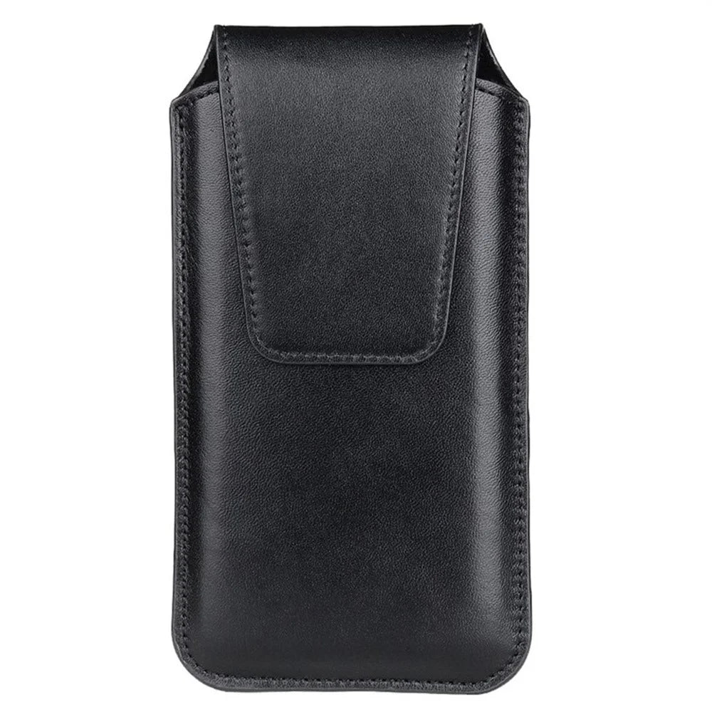 Universal Classic PU Leather Waist Bag For 5.0-5.8 Inch Devices Compact Phone Pouch Belt Holster with Carabiner - Black - 2