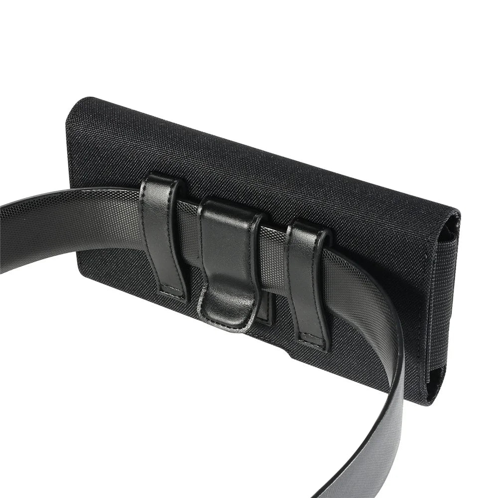 Universal 6.7 Inch Horizontal Nylon Phone Waist Bag Magnetic Closure Phone Pouch Belt Clip Holster - 6