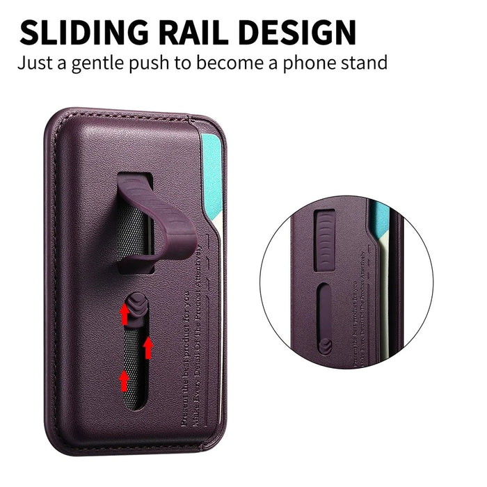 MC-W29 Strong Magnetic Phone Back Card Holder Silicone Card Pouch with Hidden Strap - Purple - 4