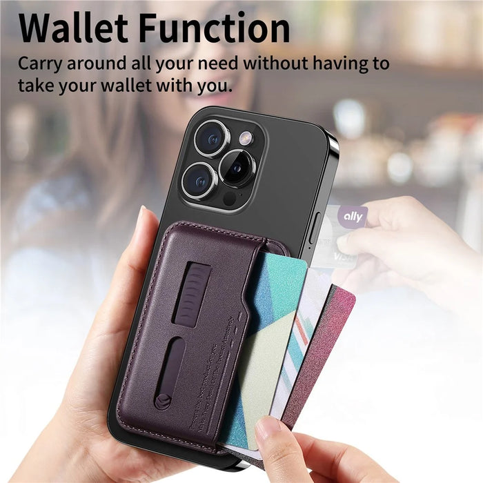 MC-W29 Strong Magnetic Phone Back Card Holder Silicone Card Pouch with Hidden Strap - Purple - 6