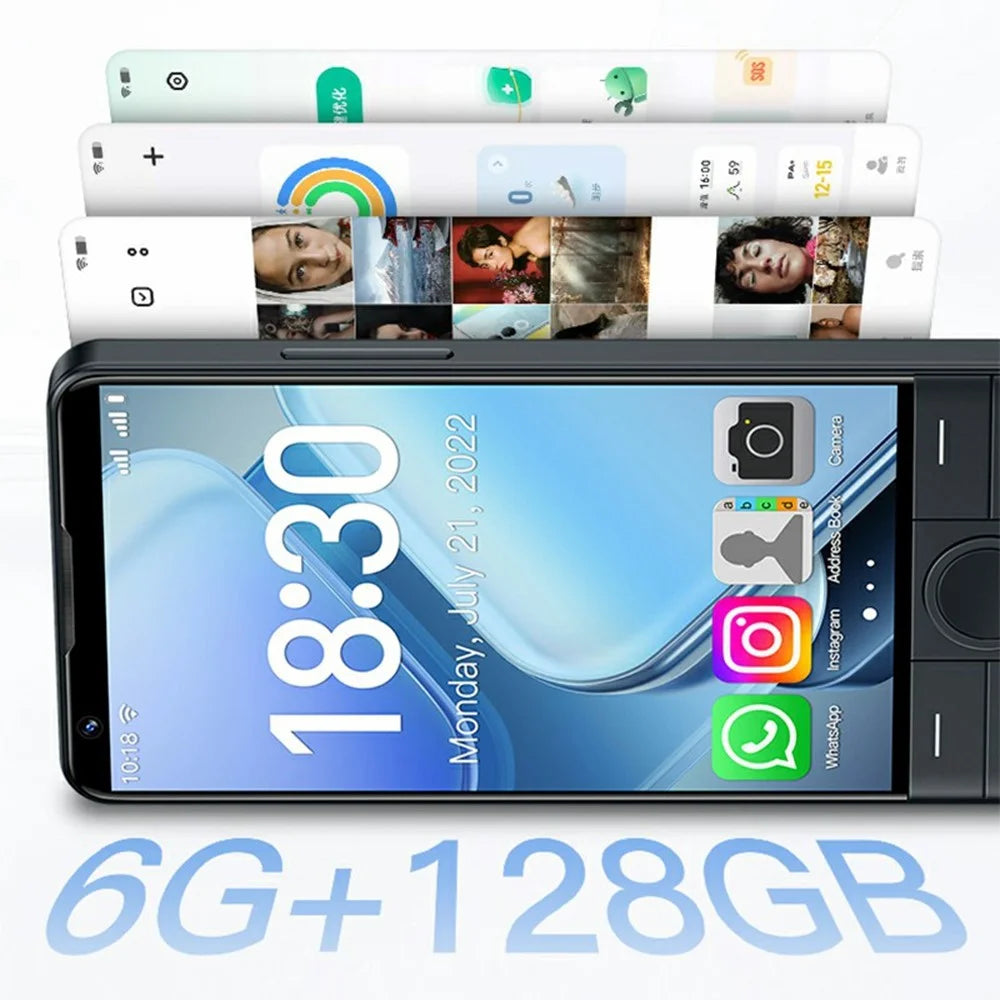 DOOV R70 4 Inch Touch Screen Android 13 4G Smartphone 2600mAh Battery Keypad Cellphone, 6+128GB (with Camera) - White - 5