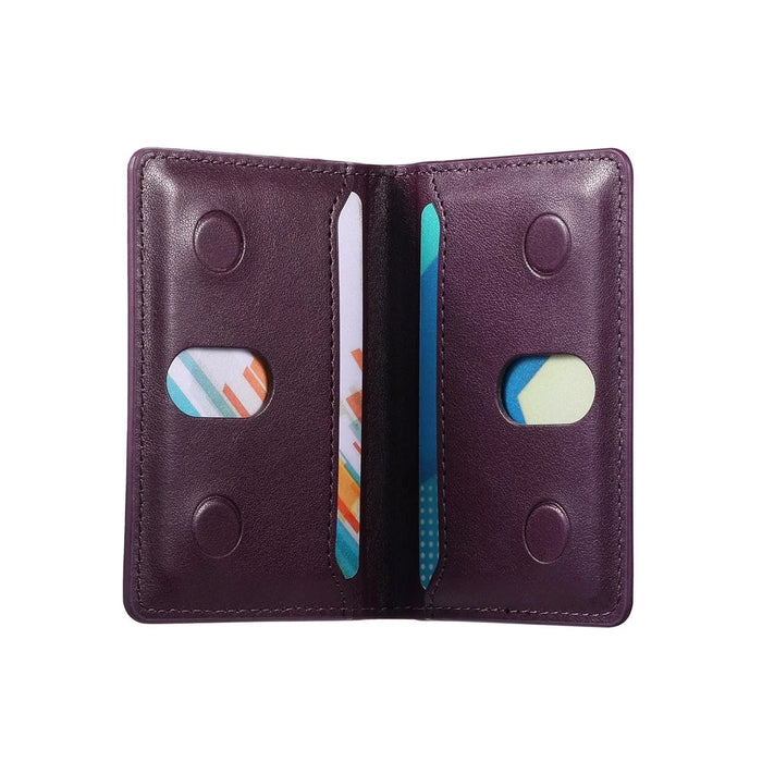 MC-W37 PU Leather Flip Card Holder Kickstand Magnetic Card Case - Purple - 3