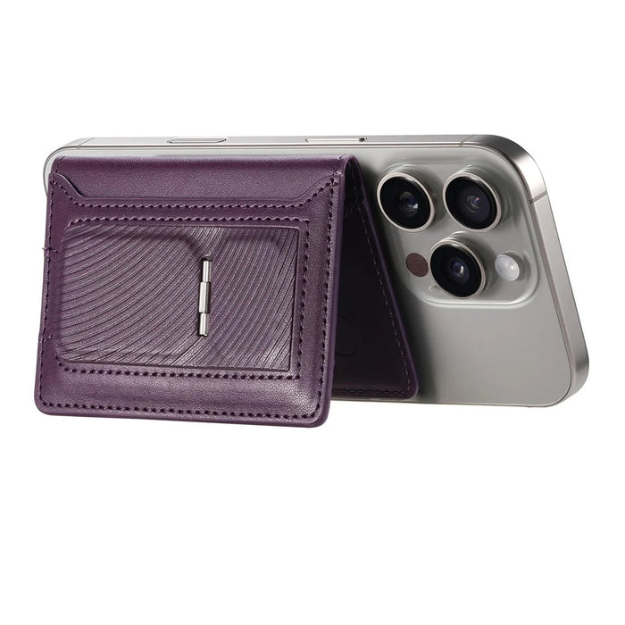 MC-W37 PU Leather Flip Card Holder Kickstand Magnetic Card Case - Purple - 5