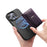 MC-W37 PU Leather Flip Card Holder Kickstand Magnetic Card Case - Purple - 6