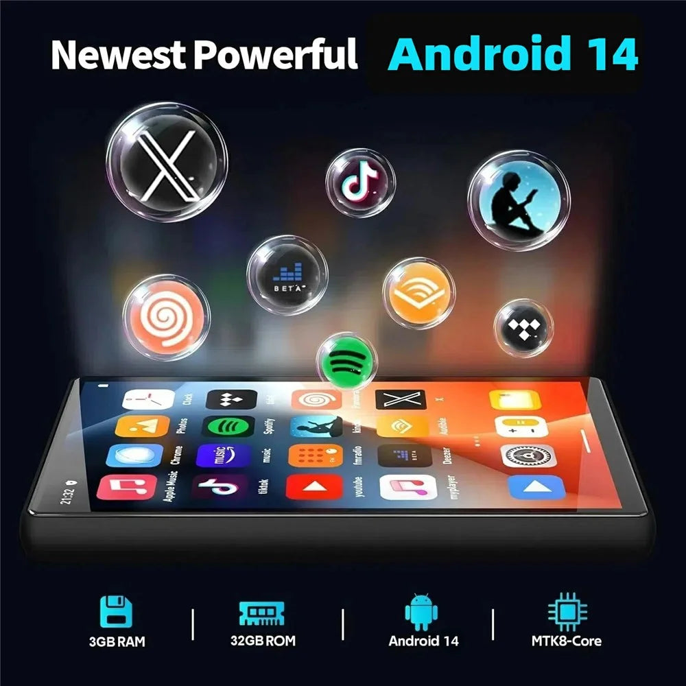 UNIWA MP004 3GB+32GB Mini Tablet 4.0 Inch IPS Screen Android 14 MP4 Player - Black - 4
