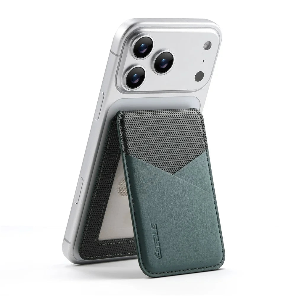 ESEBLE S3 RFID Blocking Magnetic Card Holder Kickstand PU Leather Phone Back Wallet Compatible with MagSafe - Green - 2