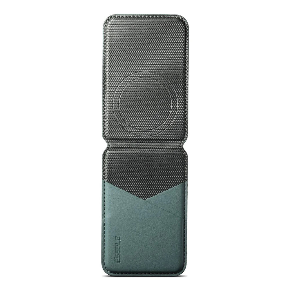 ESEBLE S3 RFID Blocking Magnetic Card Holder Kickstand PU Leather Phone Back Wallet Compatible with MagSafe - Green - 3