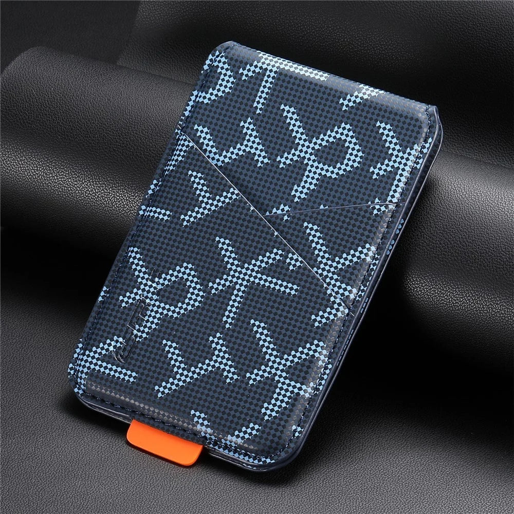 ESEBLE S5 RFID Blocking Magnetic Card Holder Kickstand Letter Print Leather Phone Wallet Compatible with MagSafe - Sapphire - 5
