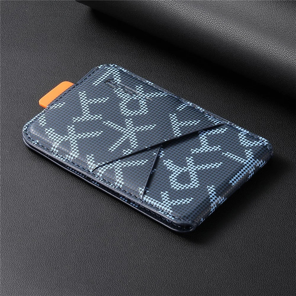 ESEBLE S5 RFID Blocking Magnetic Card Holder Kickstand Letter Print Leather Phone Wallet Compatible with MagSafe - Sapphire - 6