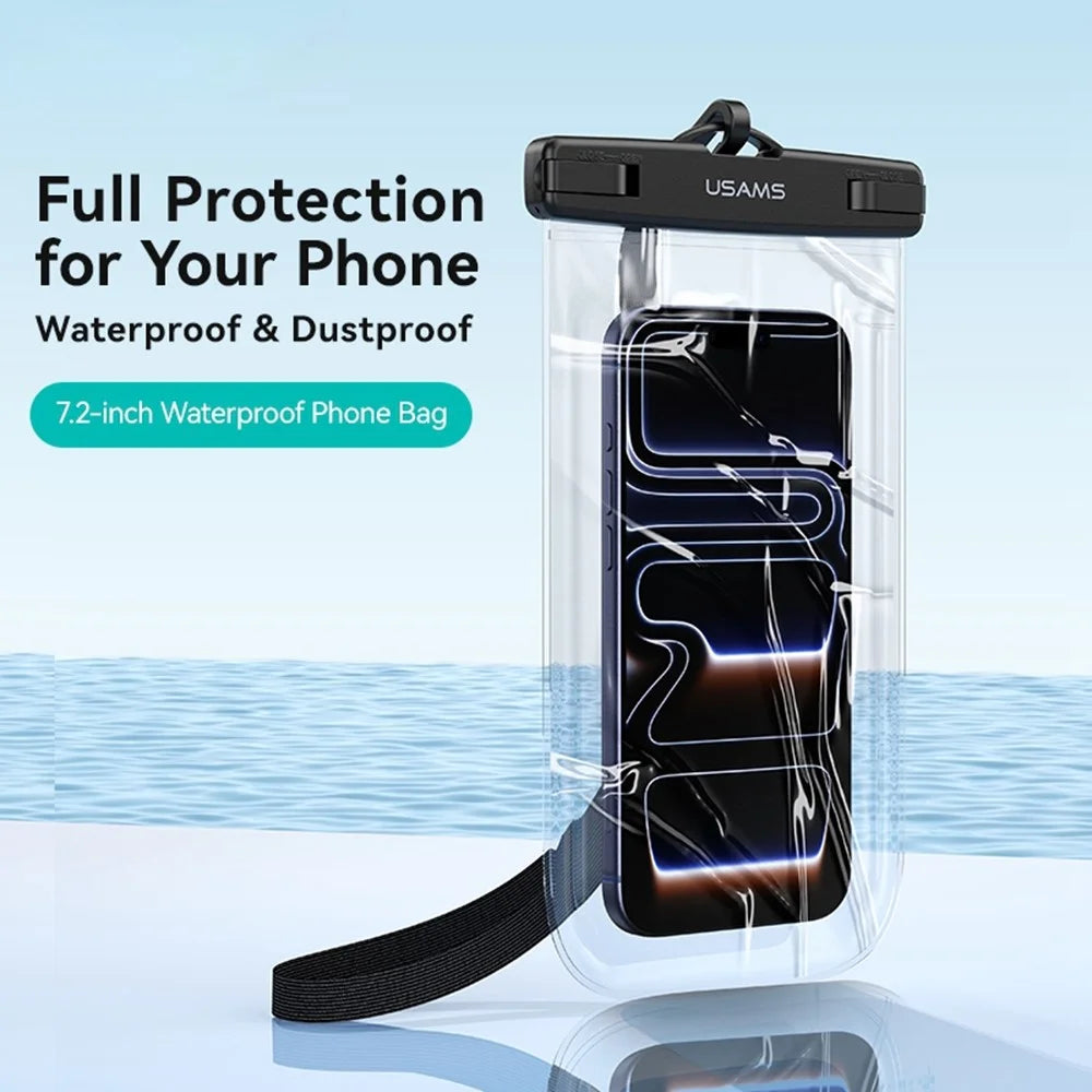 USAMS YD016 Touch Screen Underwater Pouch for Phones Up To 7.2 Inch IPX8 Waterproof Bag with Lanyard - Transparent - 2