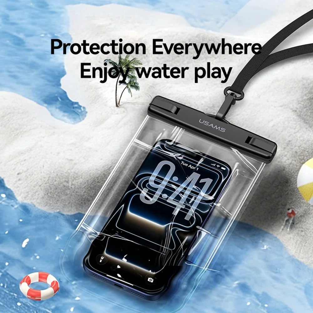 USAMS YD016 Touch Screen Underwater Pouch for Phones Up To 7.2 Inch IPX8 Waterproof Bag with Lanyard - Transparent - 3