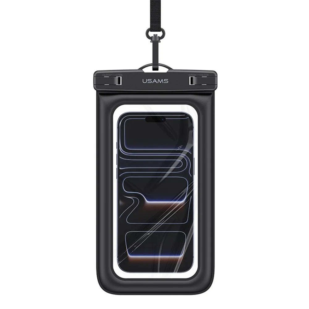 USAMS YD017 IPX8 Waterproof Bag for Phones Up To 7.2 Inch 3D Air Cushion Touch Screen Floating Case - Black - 1