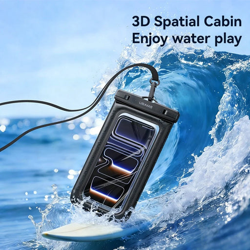 USAMS YD017 IPX8 Waterproof Bag for Phones Up To 7.2 Inch 3D Air Cushion Touch Screen Floating Case - Black - 2