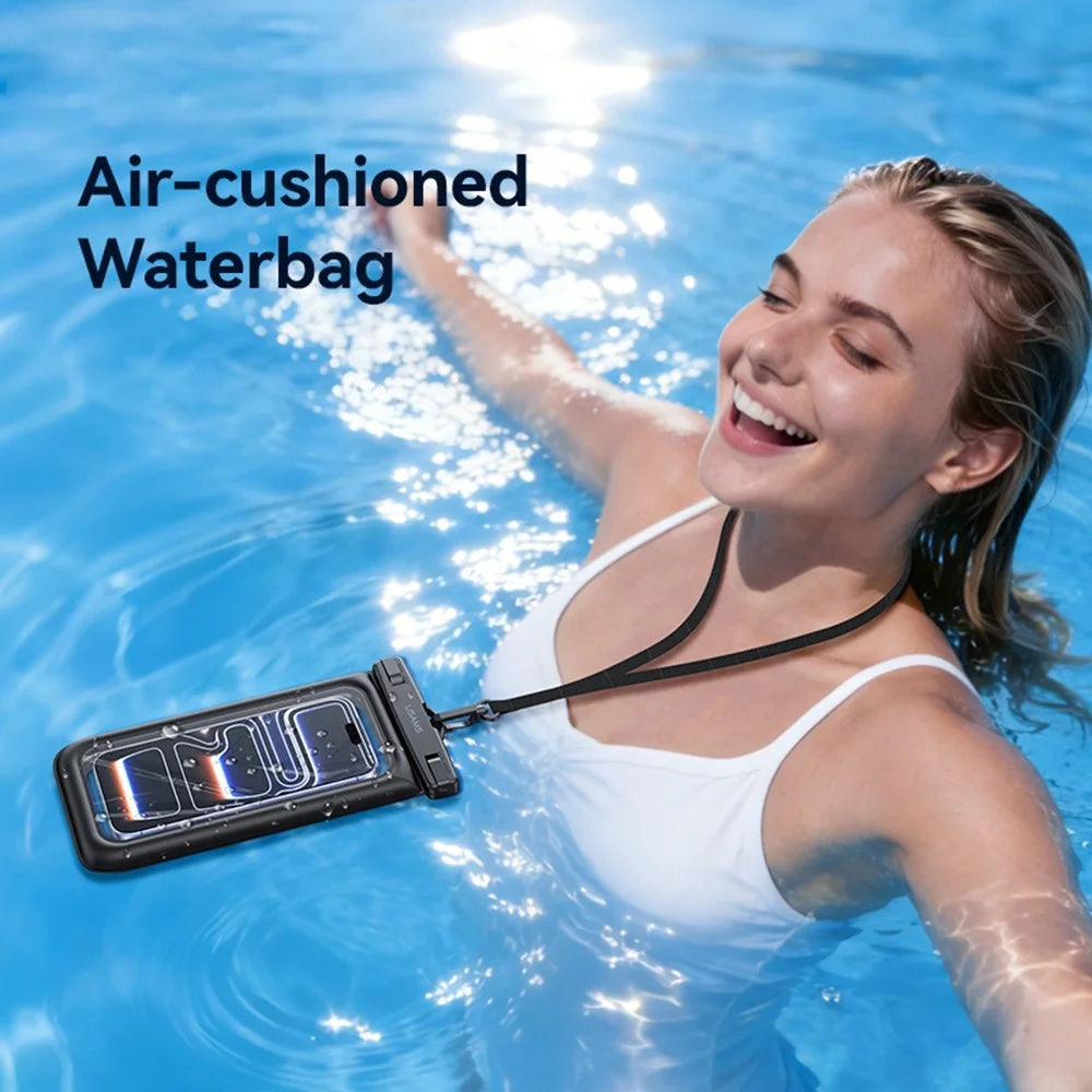 USAMS YD017 IPX8 Waterproof Bag for Phones Up To 7.2 Inch 3D Air Cushion Touch Screen Floating Case - Black - 3
