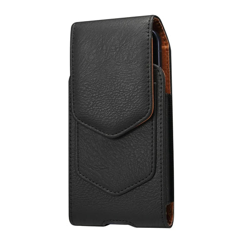 6.1 Inch Phone Universal Holster Pouch for iPhone 17 / 16 / Samsung Galaxy S26 / S25 PU Leather Belt Clip Case with Card Slot - Black - 1