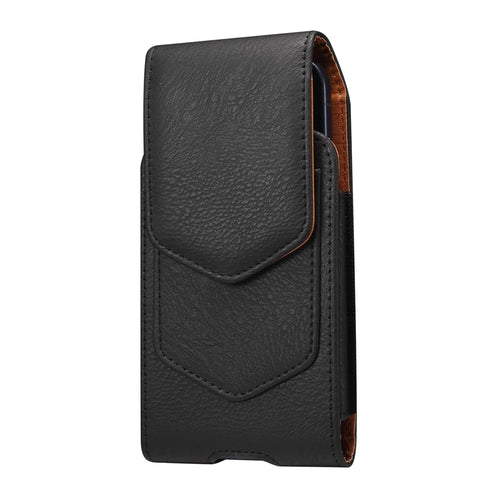 6.5 Inch Phone Universal Holster Pouch for iPhone Air / Samsung Galaxy S26+ / S25+ PU Leather Belt Clip Case with Card Slot - Black - 1