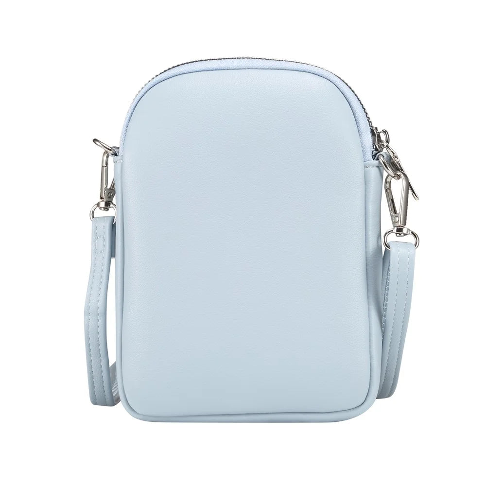 Crossbody Phone Bag Lambskin Textured PU Leather Shoulder Bag for Cellphone Up To 7.2 Inch - Baby Blue - 3