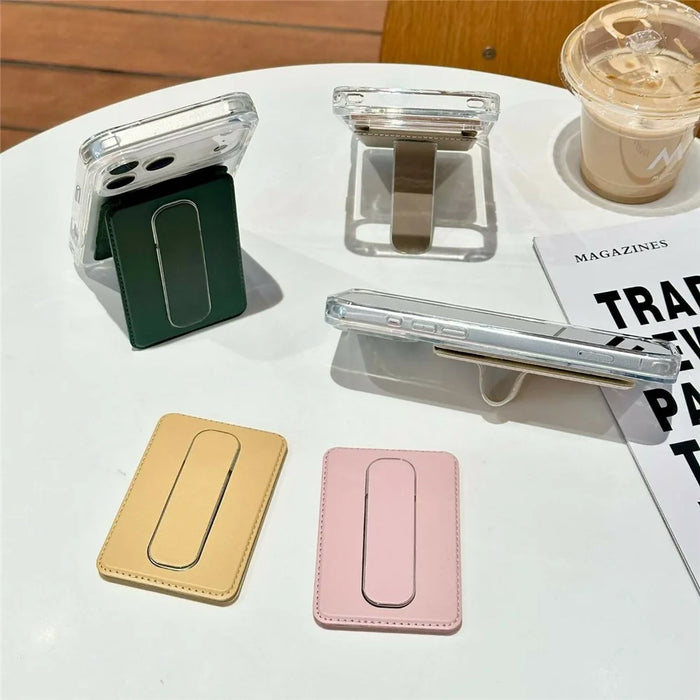 3-in-1 Magnetic Card Wallet Kickstand Multi-function Phone Grip Card Holder - Mint Green - 2