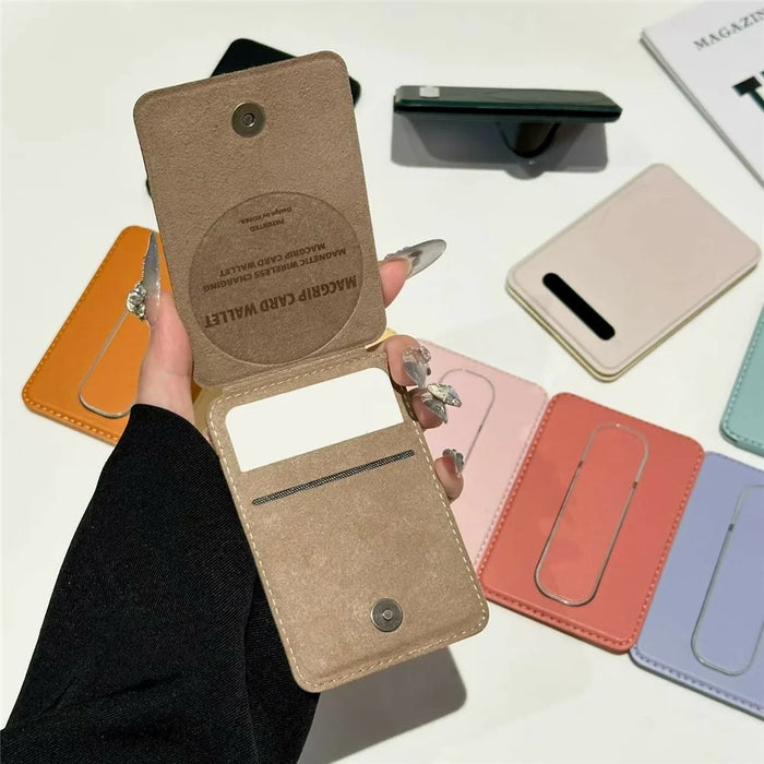 3-in-1 Magnetic Card Wallet Kickstand Multi-function Phone Grip Card Holder - Mint Green - 3
