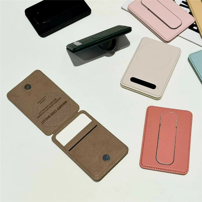 3-in-1 Magnetic Card Wallet Kickstand Multi-function Phone Grip Card Holder - Mint Green - 4