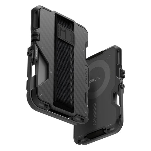 AULUMU G03 Multifunctional Magnetic Wallet Stand Card Holder Phone Grip Compatible with MagSafe with AirTag Holder - Carbon Fiber Style - 1