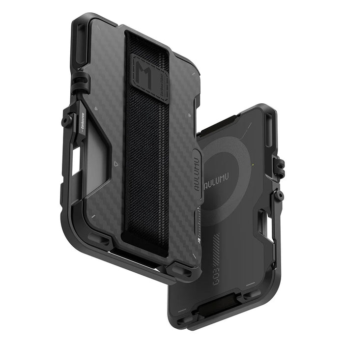 AULUMU G03 Multifunctional Magnetic Wallet Stand Card Holder Phone Grip Compatible with MagSafe with AirTag Holder - Carbon Fiber Style - 1