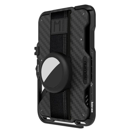 AULUMU G03 Multifunctional Magnetic Wallet Stand Card Holder Phone Grip Compatible with MagSafe with AirTag Holder - Carbon Fiber Style - 2