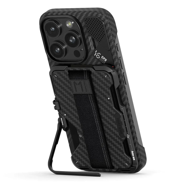 AULUMU G03 Multifunctional Magnetic Wallet Stand Card Holder Phone Grip Compatible with MagSafe with AirTag Holder - Carbon Fiber Style - 4