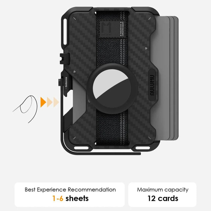 AULUMU G03 Multifunctional Magnetic Wallet Stand Card Holder Phone Grip Compatible with MagSafe with AirTag Holder - Carbon Fiber Style - 7