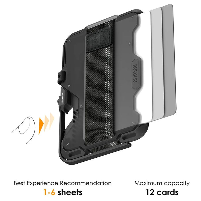 AULUMU G03 Multifunctional Magnetic Wallet Stand Card Holder Compatible with MagSafe with Airtag Holder - Grey / PC Shell - 4