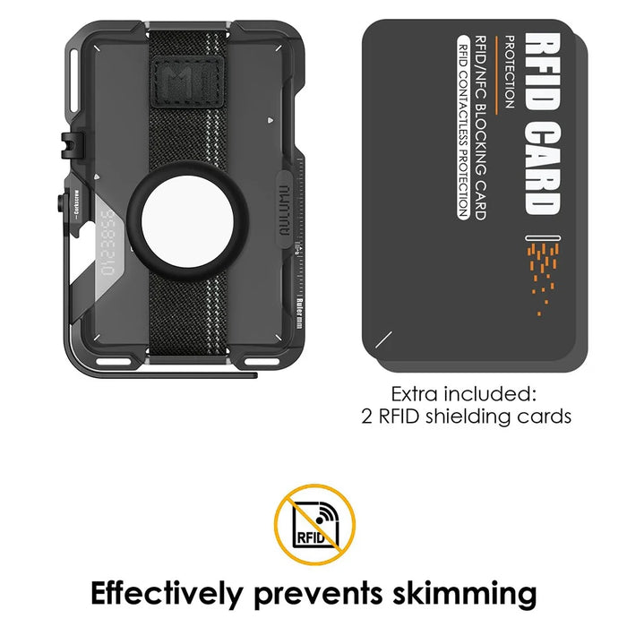 AULUMU G03 Multifunctional Magnetic Wallet Stand Card Holder Compatible with MagSafe with Airtag Holder - Grey / PC Shell - 5