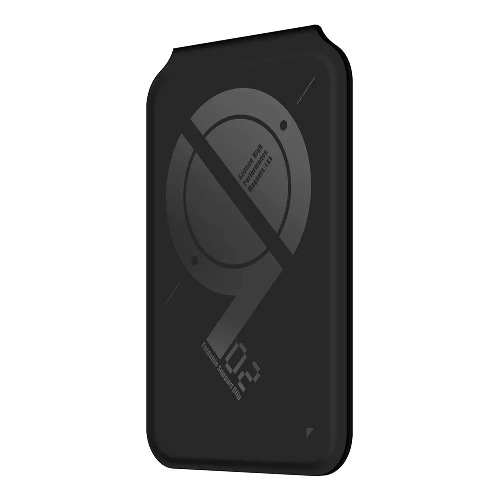 AULUMU G02 Magnetic Card Holder Stand Bi-Fold Wallet Case with ID Window - Black - 3