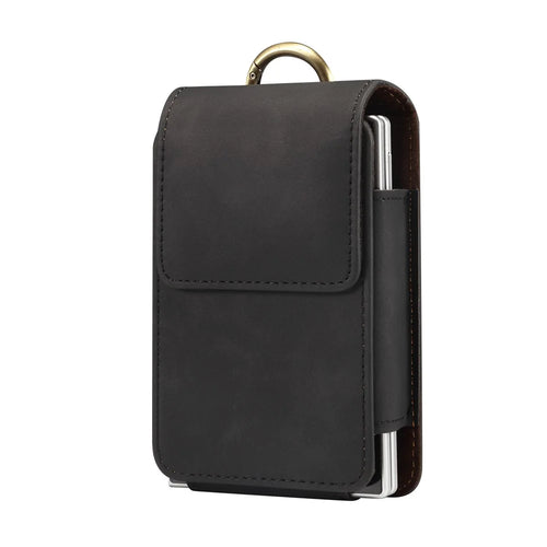 Universal Foldable Phone Belt Pouch PU Leather Holster Case with Clip for Folding Phones (Practical Size: 8.8x13.0x2.5cm) - Black - 1