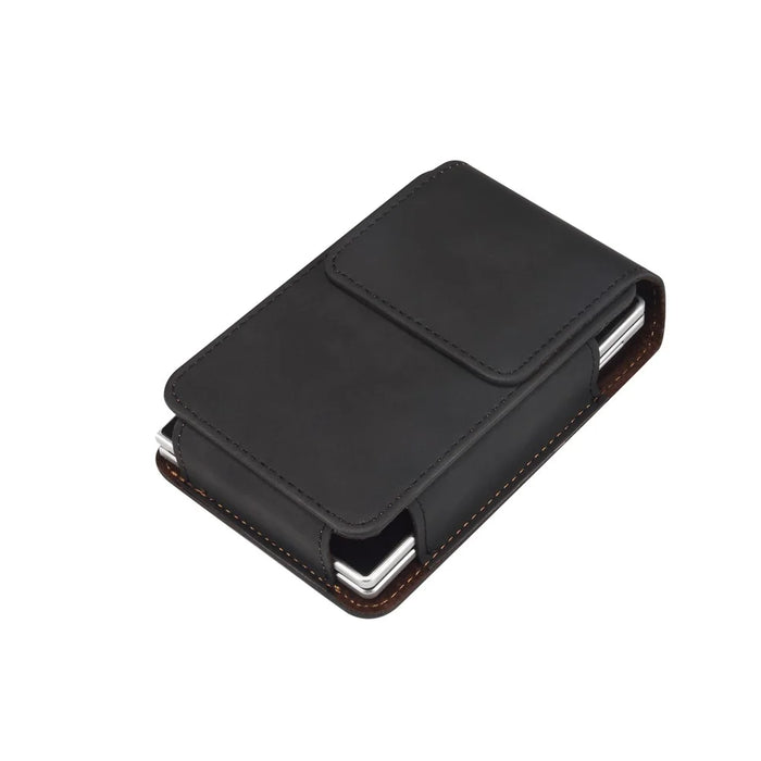 Universal Foldable Phone Belt Pouch PU Leather Holster Case with Clip for Folding Phones (Practical Size: 8.8x13.0x2.5cm) - Black - 7