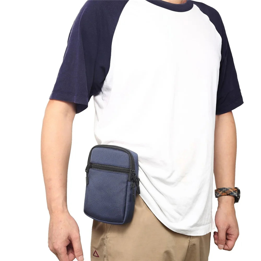 Universal Nylon Belt Bag Crossbody Bag Waterproof Phone Pouch Men Outdoor Sports Travel Shoulder Bag - Royal Blue - 4