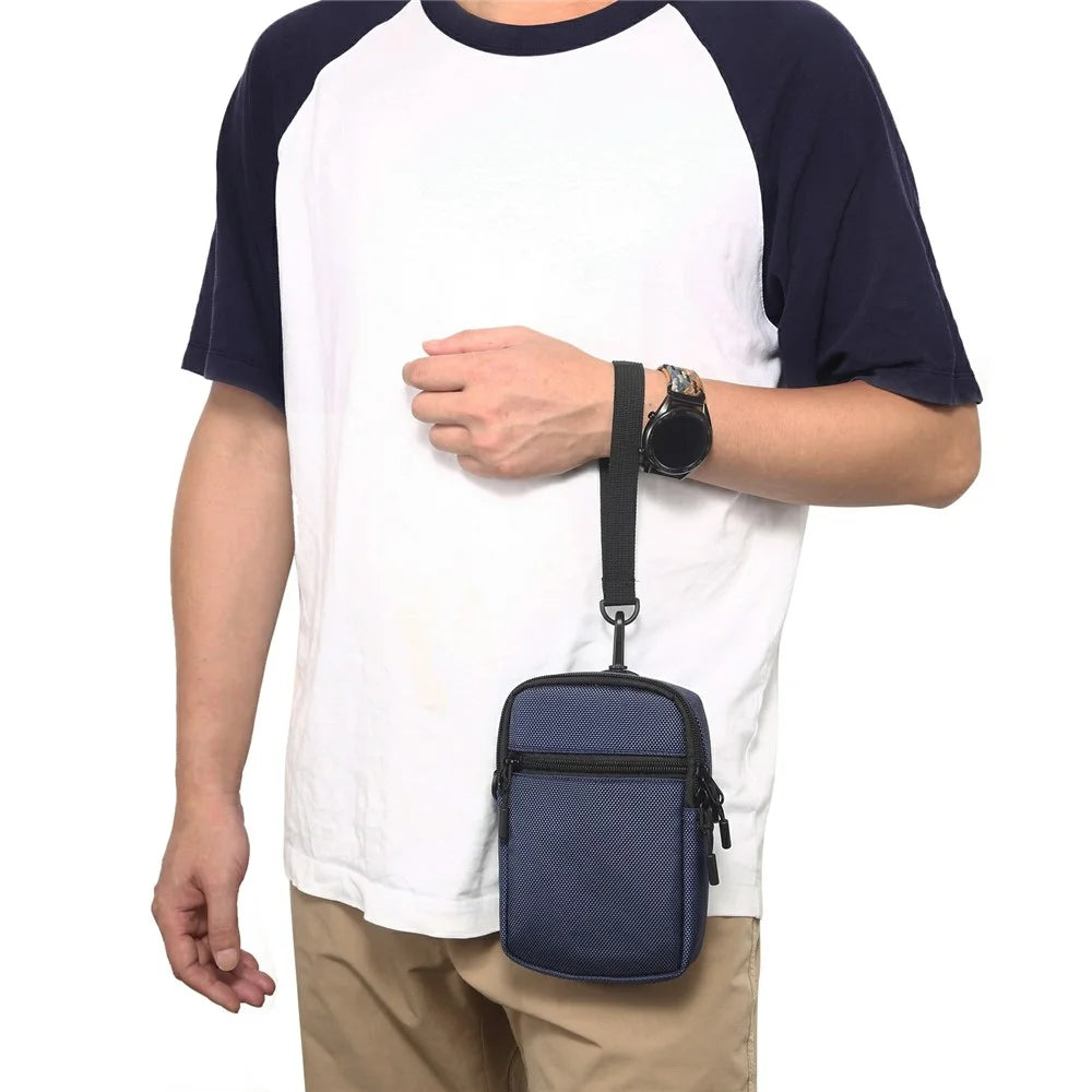 Universal Nylon Belt Bag Crossbody Bag Waterproof Phone Pouch Men Outdoor Sports Travel Shoulder Bag - Royal Blue - 5