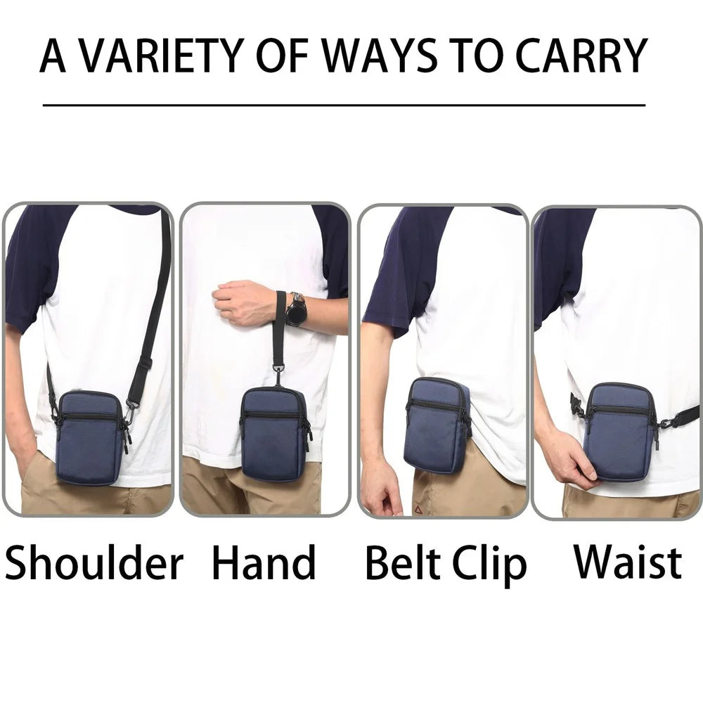 Universal Nylon Belt Bag Crossbody Bag Waterproof Phone Pouch Men Outdoor Sports Travel Shoulder Bag - Royal Blue - 6