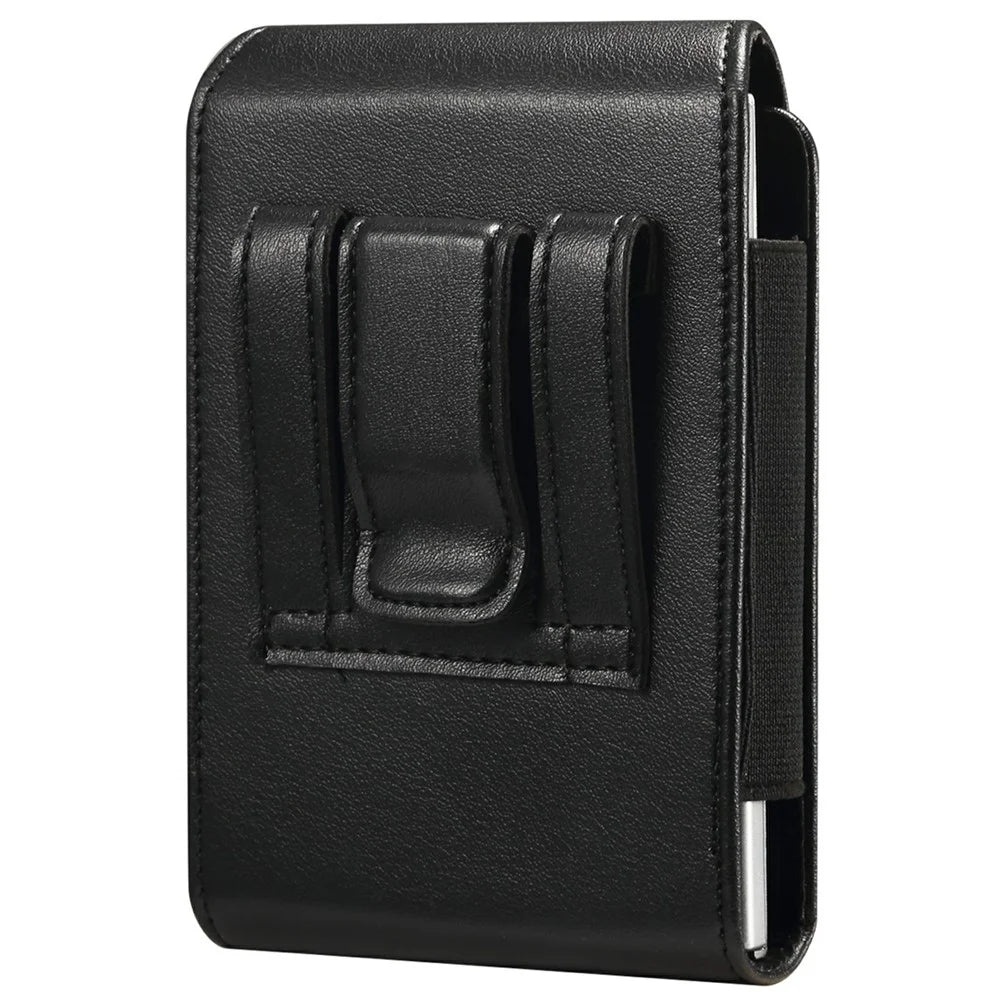 For Samsung Galaxy Z Fold8 / Huawei Pura X Max Phone Holster with Belt Clip Crazy Horse Texture PU Leather Universal Pouch - Black - 2