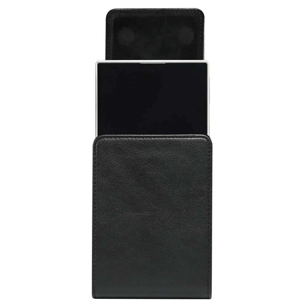 For Samsung Galaxy Z Fold8 / Huawei Pura X Max Phone Holster with Belt Clip Crazy Horse Texture PU Leather Universal Pouch - Black - 4