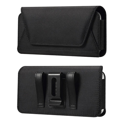 6.1 inch Phone Holster Magnetic Closure Oxford Fabric Belt Clip Universal Phone Pouch with Card Slot - Black - 1