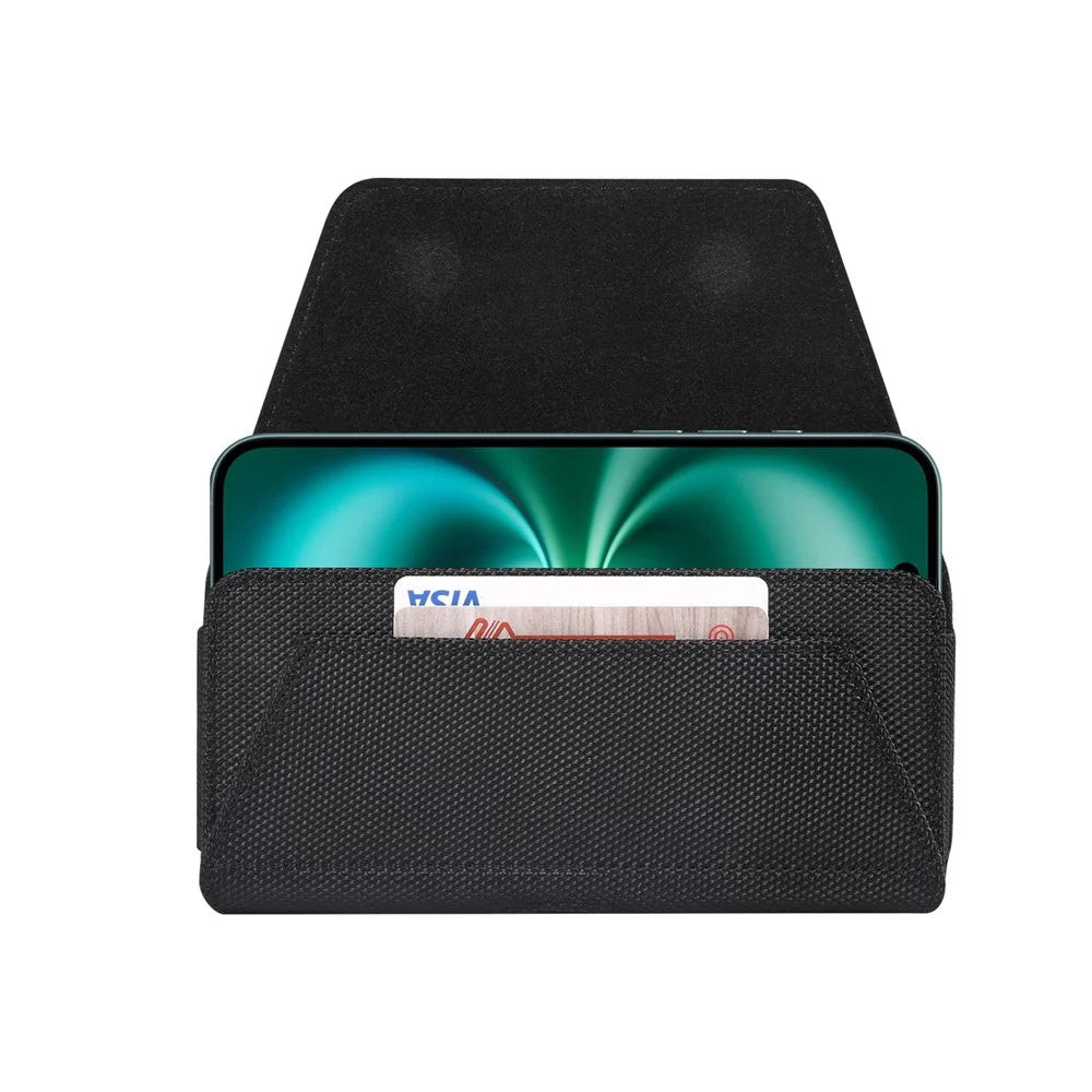 6.1 inch Phone Holster Magnetic Closure Oxford Fabric Belt Clip Universal Phone Pouch with Card Slot - Black - 6