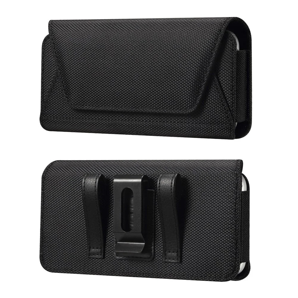 6.5 inch Phone Holster Magnetic Closure Oxford Fabric Belt Clip Universal Phone Pouch with Card Slot - Black - 1