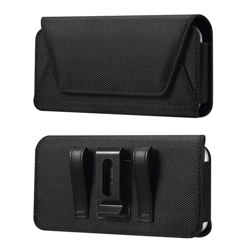 6.5 inch Phone Holster Magnetic Closure Oxford Fabric Belt Clip Universal Phone Pouch with Card Slot - Black - 1