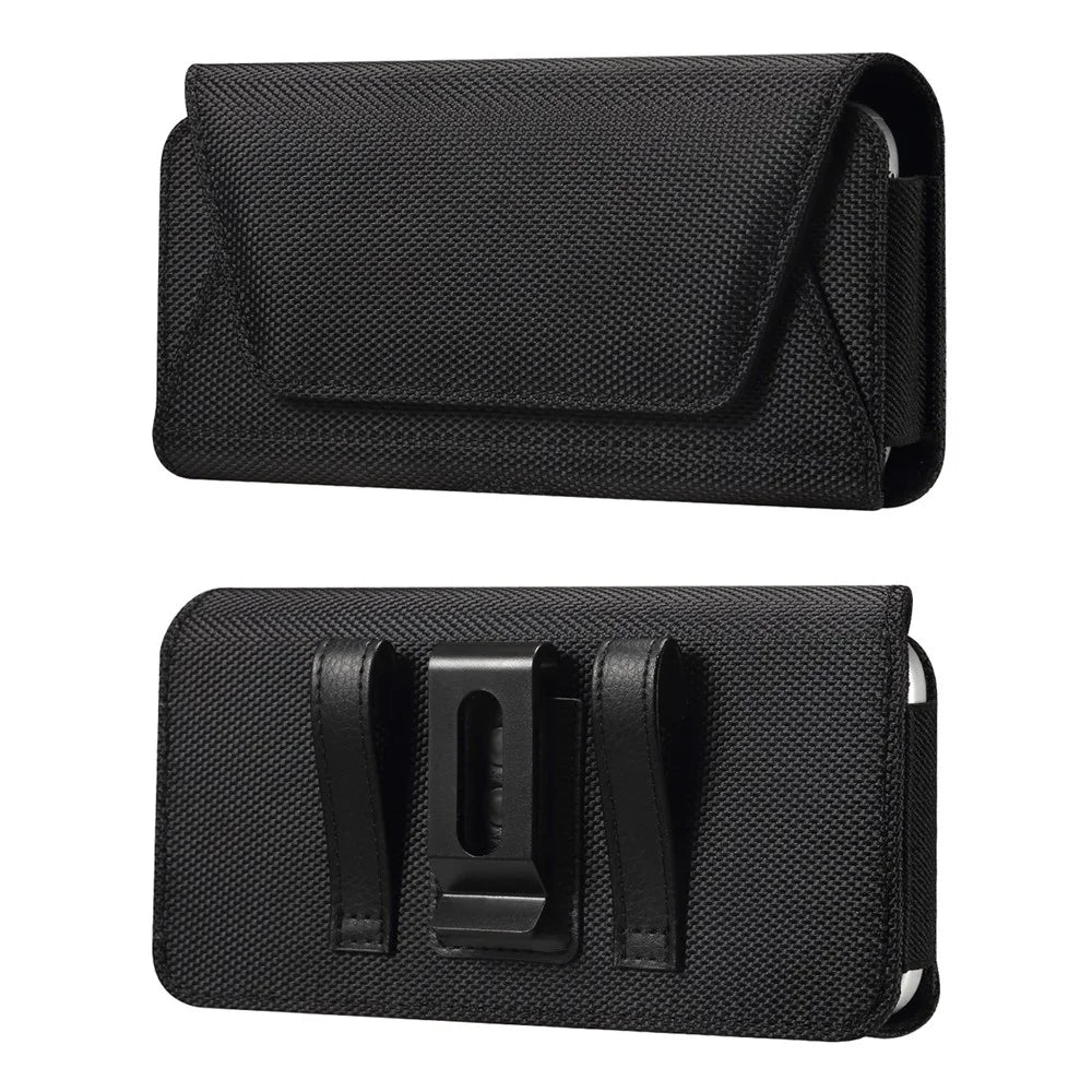 6.7 - 6.9 inch Phone Holster Magnetic Closure Oxford Fabric Belt Clip Universal Phone Pouch with Card Slot - Black - 1