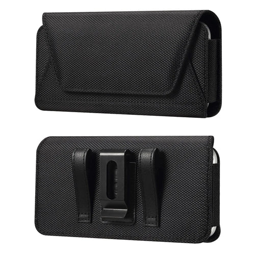 7.2 inch Phone Holster Magnetic Closure Oxford Fabric Belt Clip Universal Phone Pouch with Card Slot - Black - 1