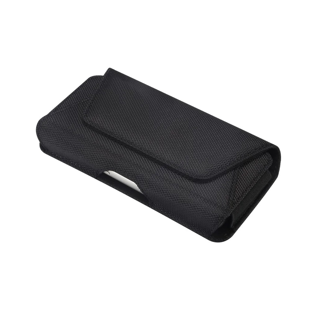 7.2 inch Phone Holster Magnetic Closure Oxford Fabric Belt Clip Universal Phone Pouch with Card Slot - Black - 2